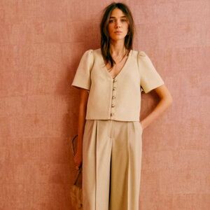 Sezane Nevi Blouse Size 36/S in Cream